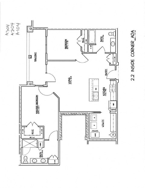 a floor plan of a house with bedrooms and a living room